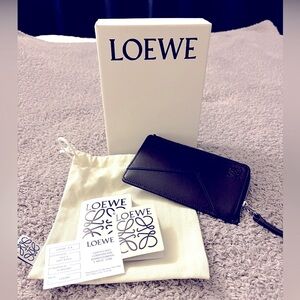 LOEWE puzzle long coin cardholder wallet calfskin black